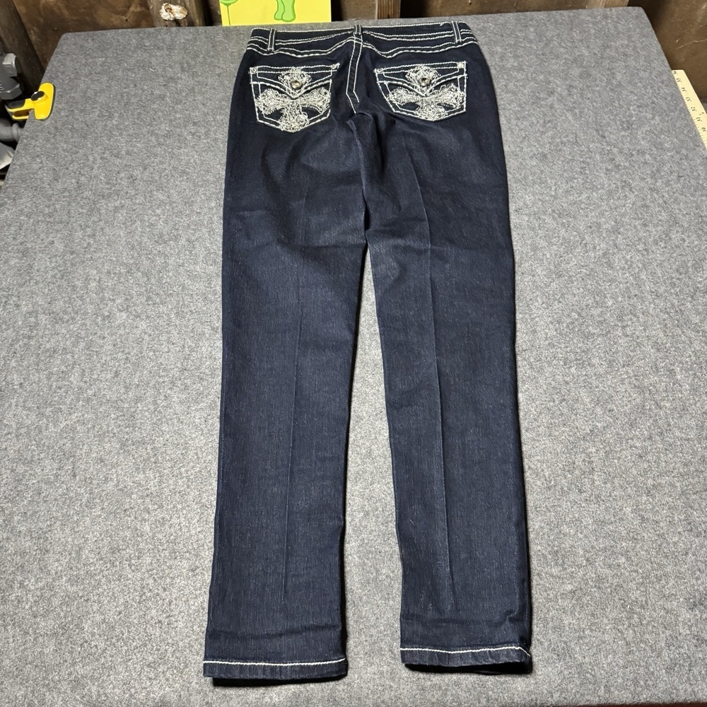 VTG Y2K Rebel‎ Soul Cross Embellished Pockets Skinny Jeans Size 6 Grunge Goth